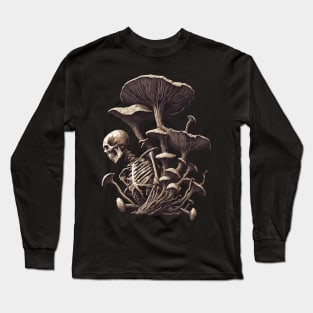 Vintage spooky Botany mushroom skeleton Long Sleeve T-Shirt